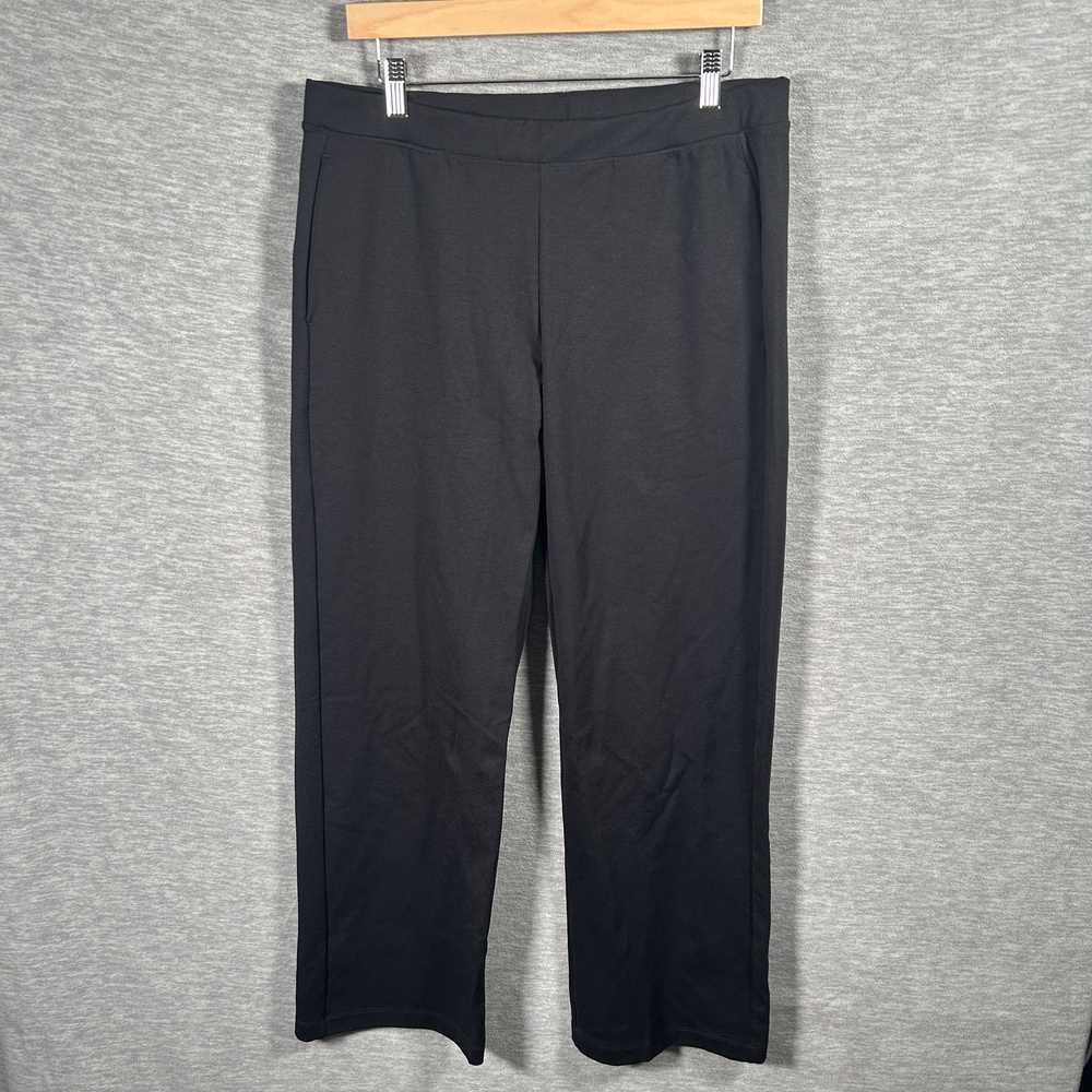 American Giant Ponte Pants Women L Black Knit Pull-On Straight Leg Stretch